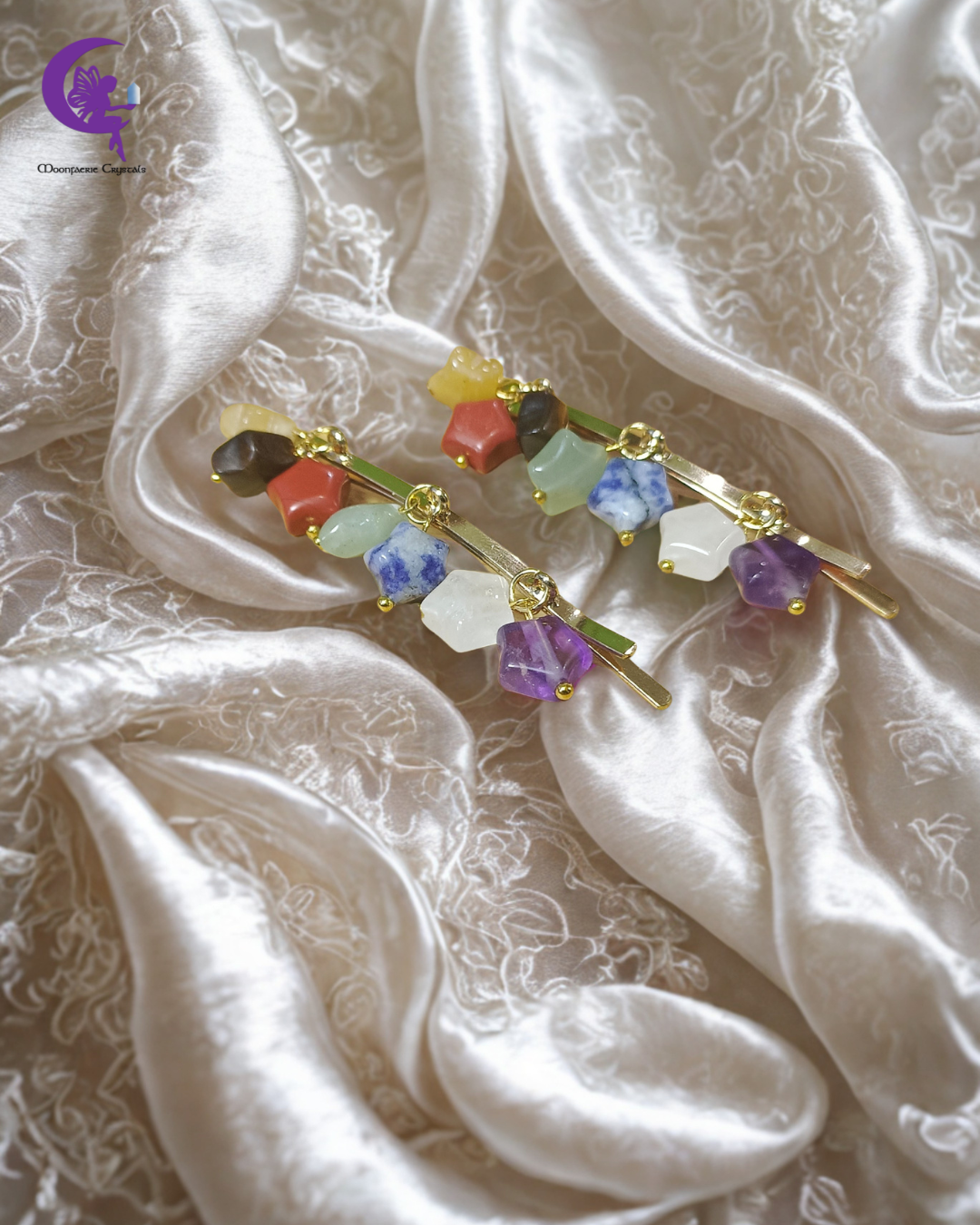 🌙 Seven Stars Chakra Gemstone Hair Pins
