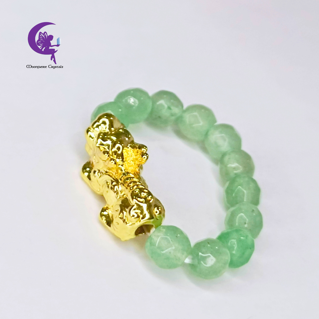 Moonfaerie Green Aventurine & Pi Xiu Sacred Wealth Vault Ring
