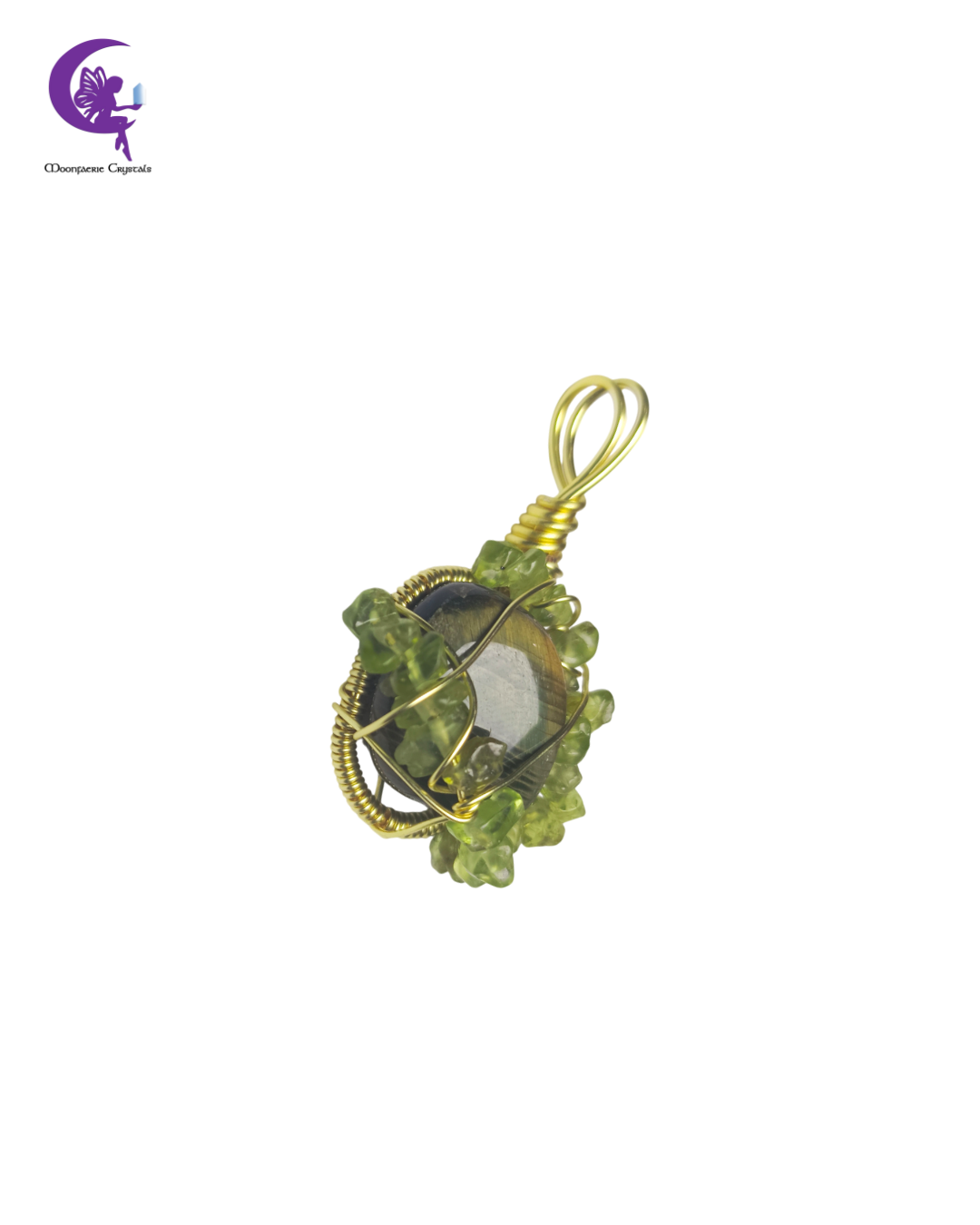 Courage of the Renewed Heart – Blue Tiger’s Eye & Peridot Pendant