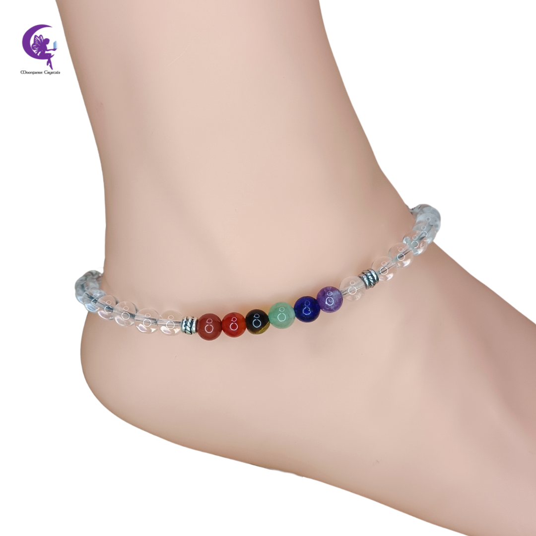 Clear Quartz + 7 Chakra Multi-Healing Anklet