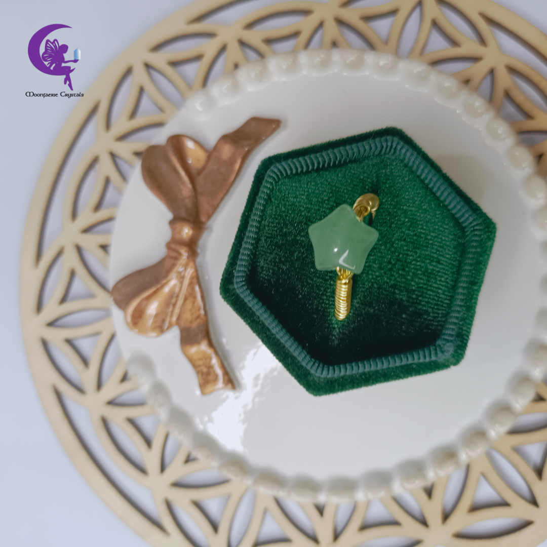Green Aventurine Star Ring