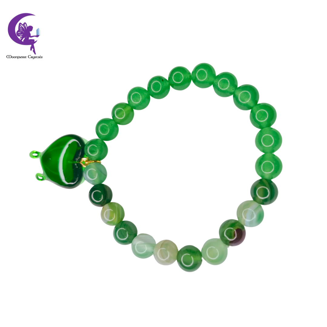 Green Aventurine & Green Agate Heart Drip Money Magnet, Positivity, Good Luck & Success Bracelet