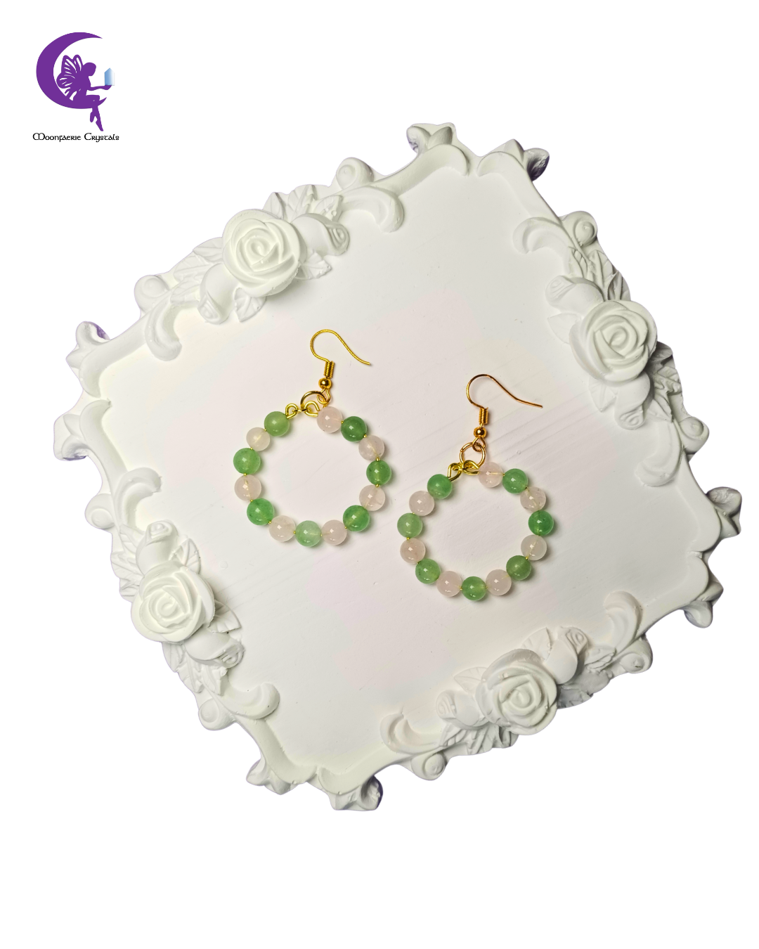 Heart Chakra Harmony Hoops - Green Aventurine & Rose Quartz