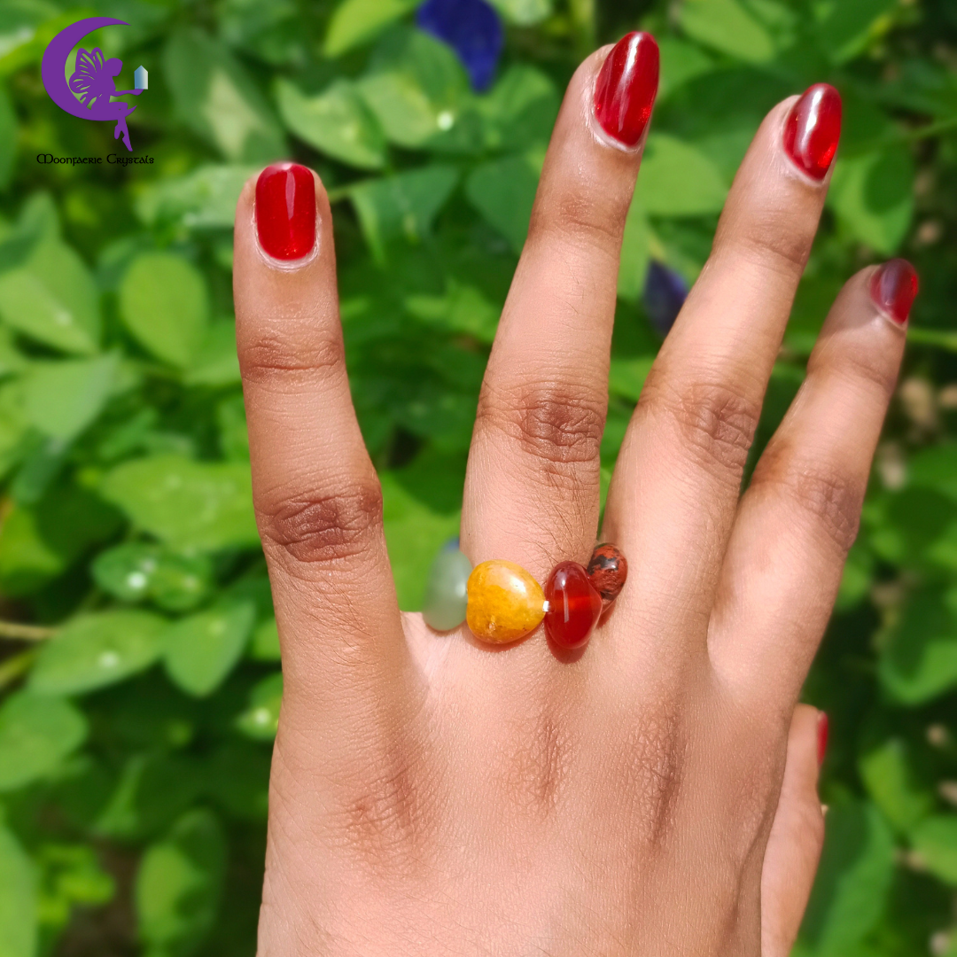 7 Chakra Aura Points Booster Rainbow Heart Ring