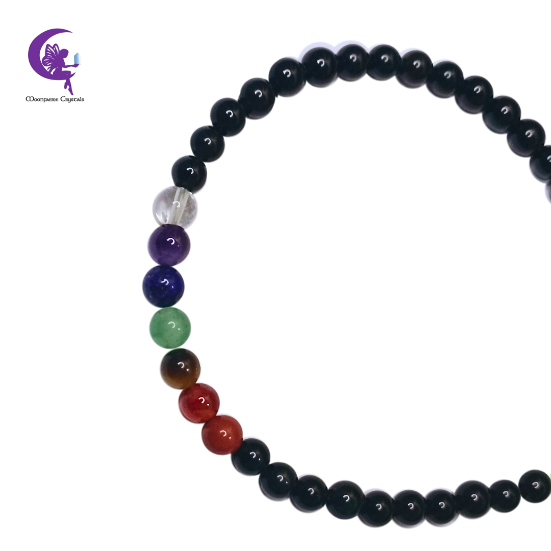 Black Obsidian + 7 Chakra Multi-Healing Anklet