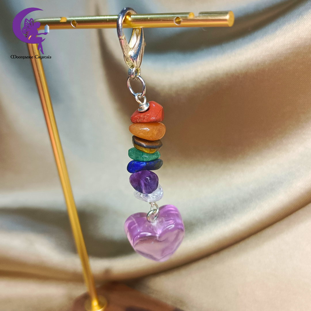 7 Chakra Purple Heart Keyring