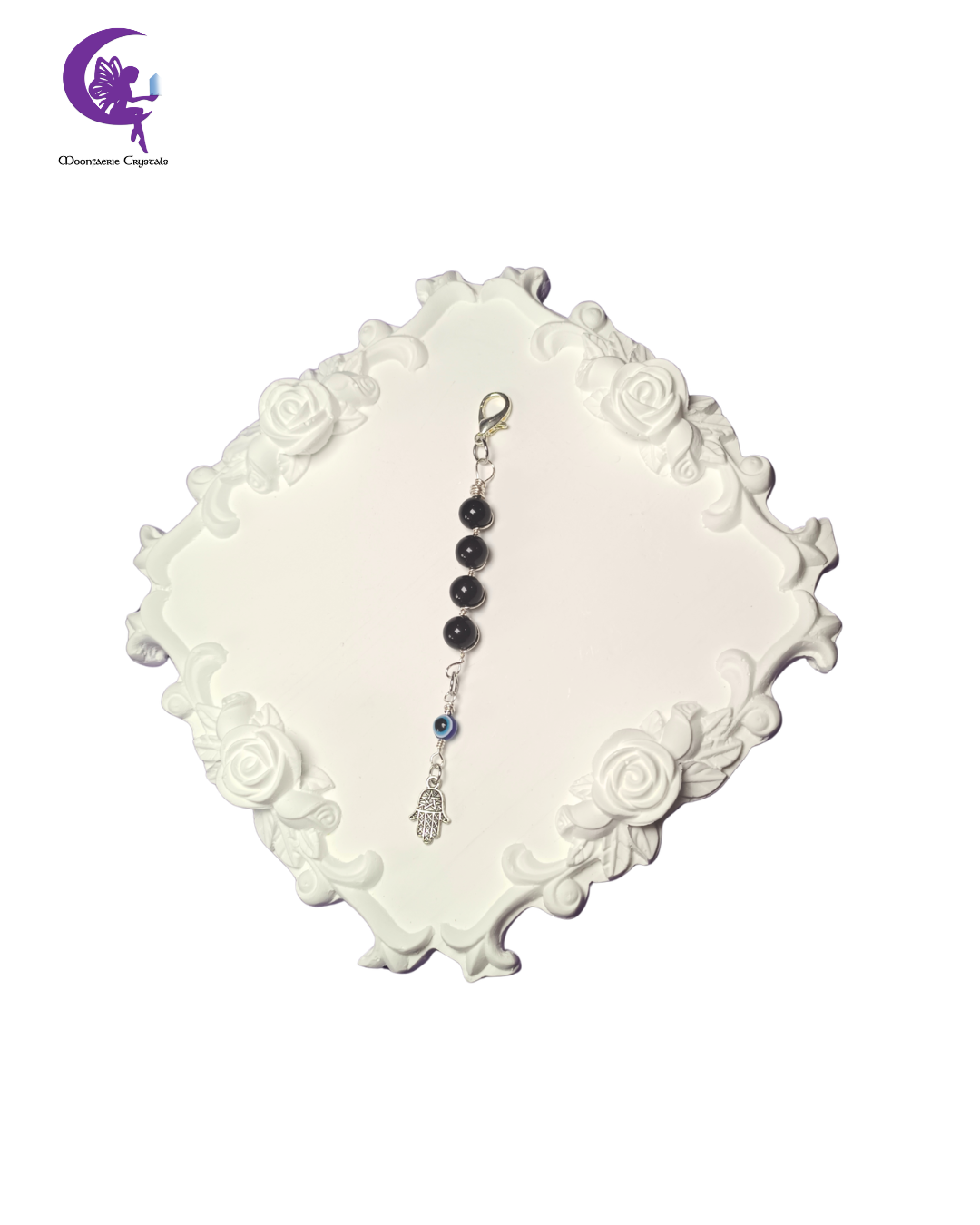 Hamsa Evil Eye Black Obsidian Protection & Truth Keyring