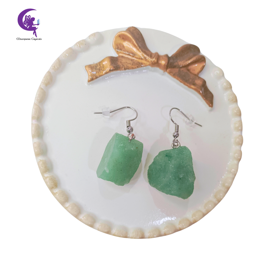 Raw Green Aventurine Dangle Earrings