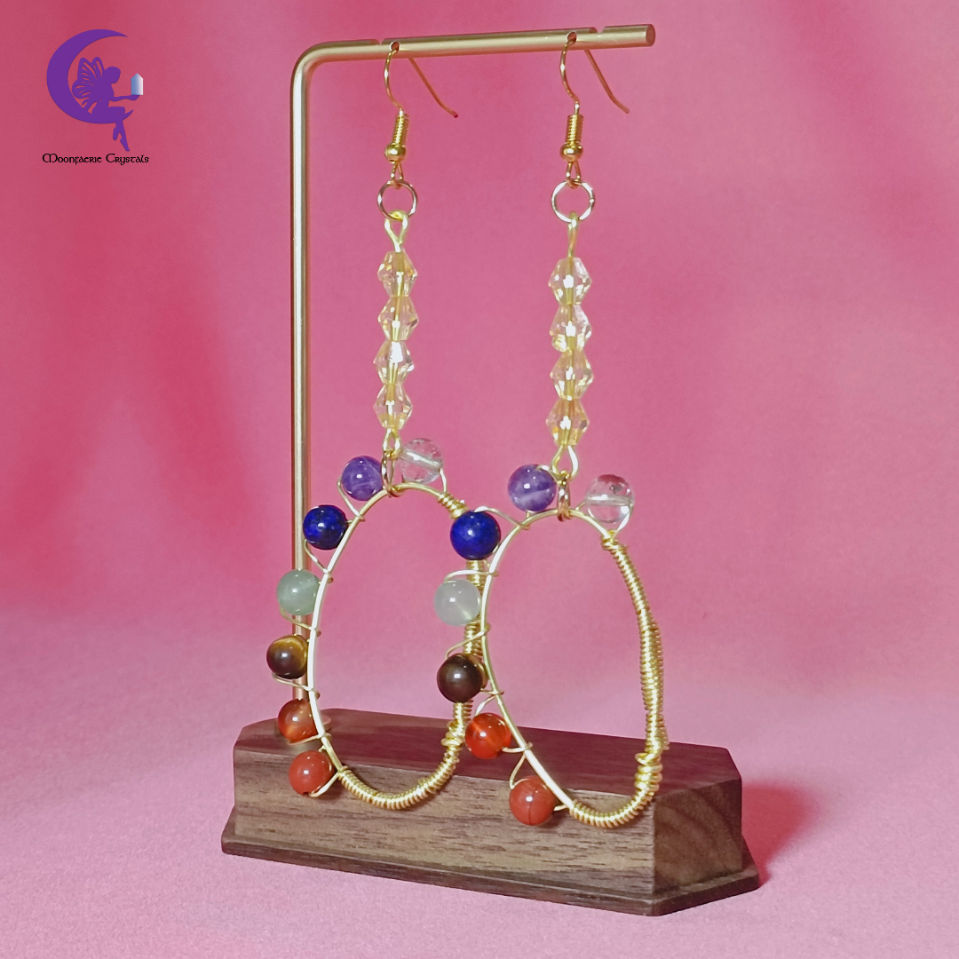 7 Chakra Crystals Divine Halo Dangling Earrings