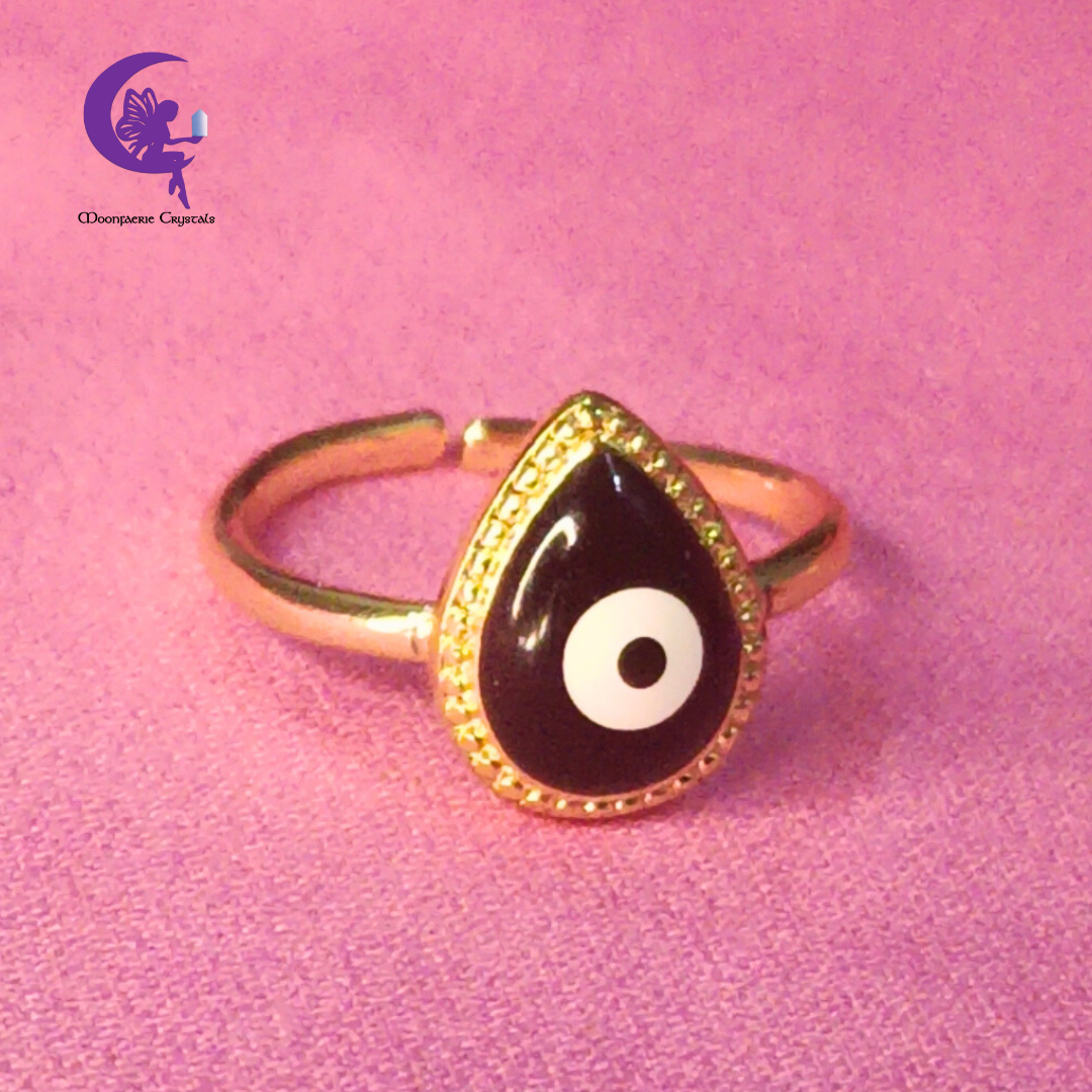 Evil Eye Tear Drop Adjustable Ring