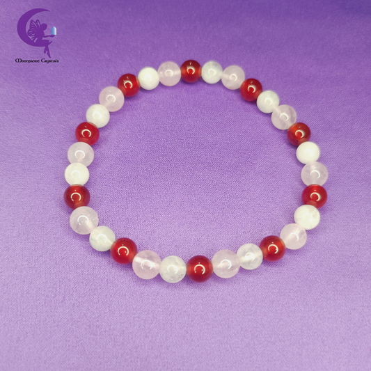 Sacred Rose Flame Bracelet - Carnelian, Rose Quartz & Moonstone
