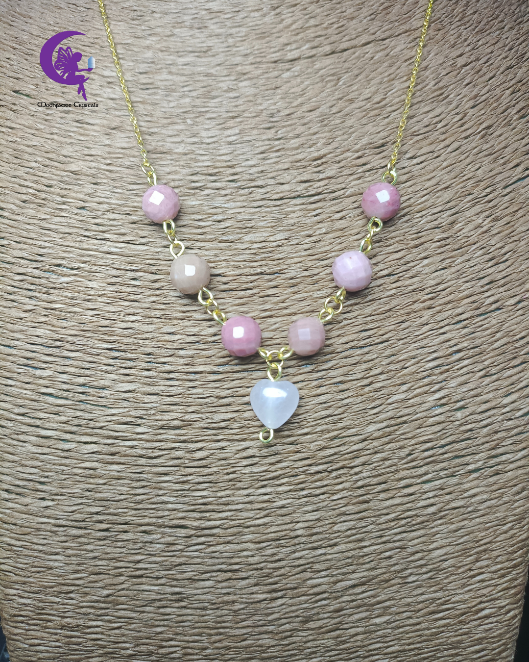 Secure Heart Necklace – Rose Quartz & Rhodochrosite