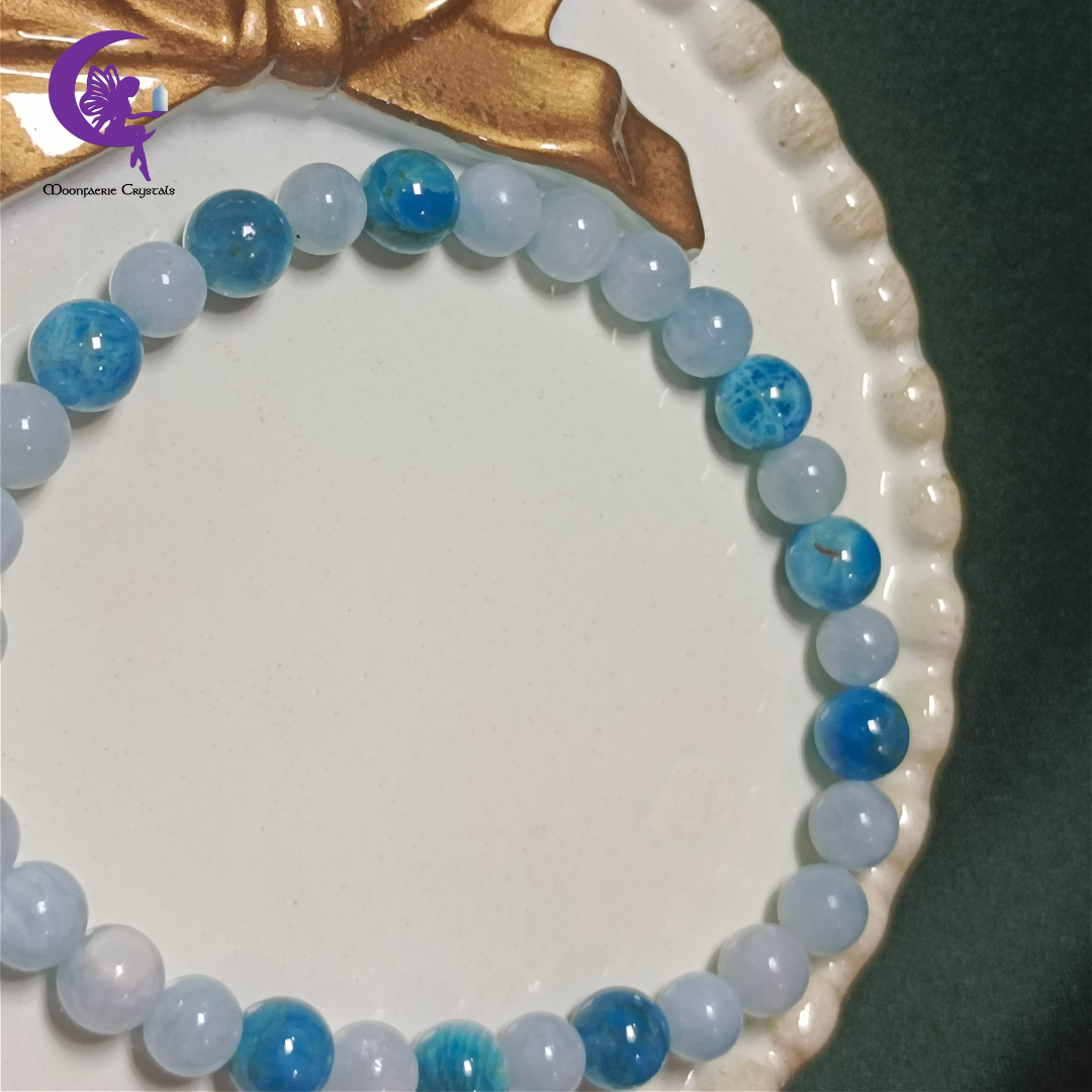 Mermaid Heart Bracelet - Blue Apatite & Aquamarine