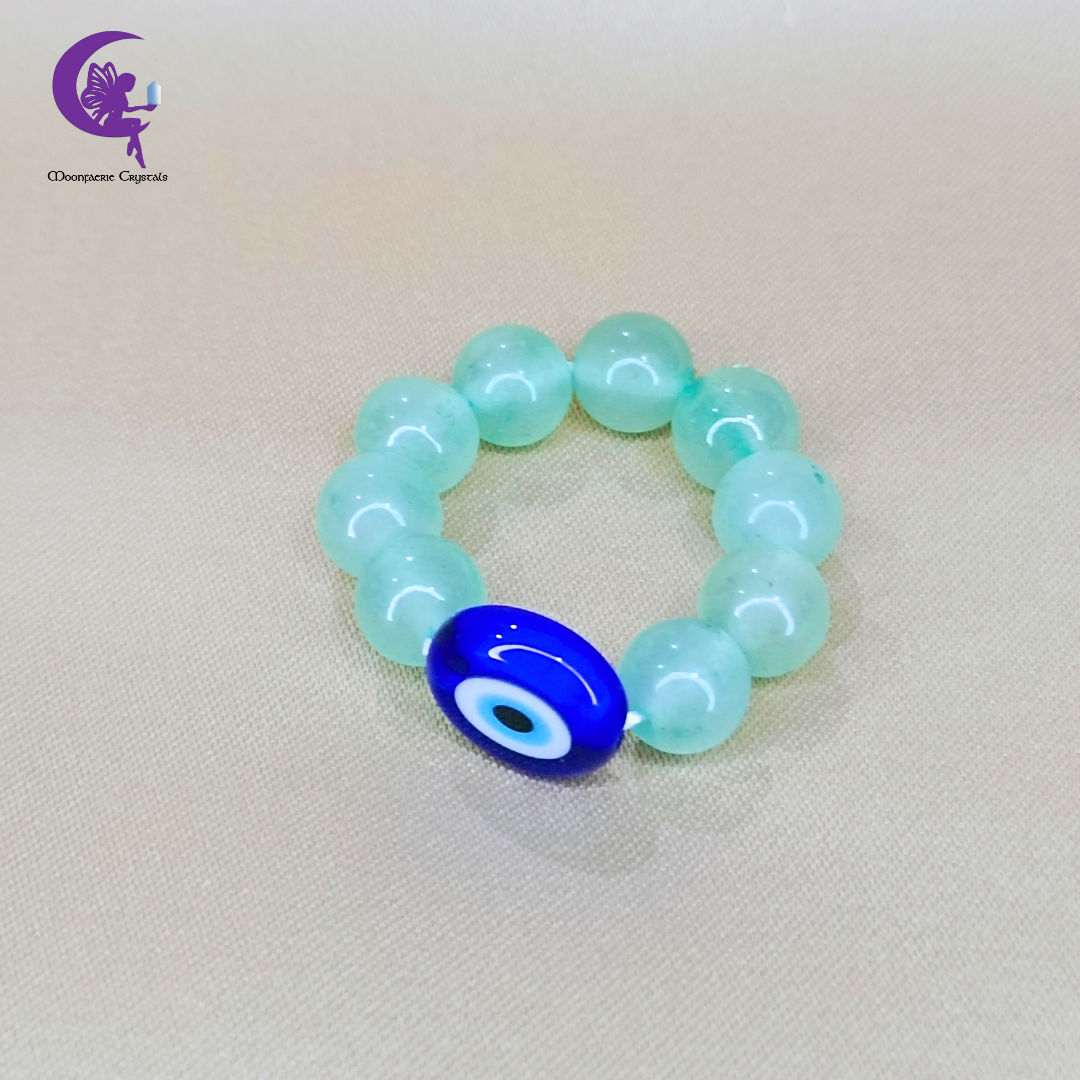 Evil Eye Green Aventurine Beaded Ring – The Money Magnet