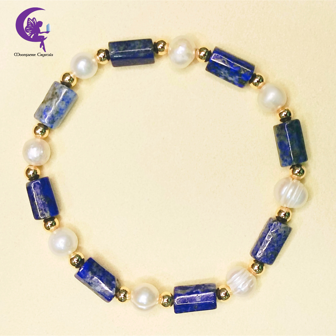 Lapis Lazuli Regal Elegance Bracelet - Gemstone Meets Pearl