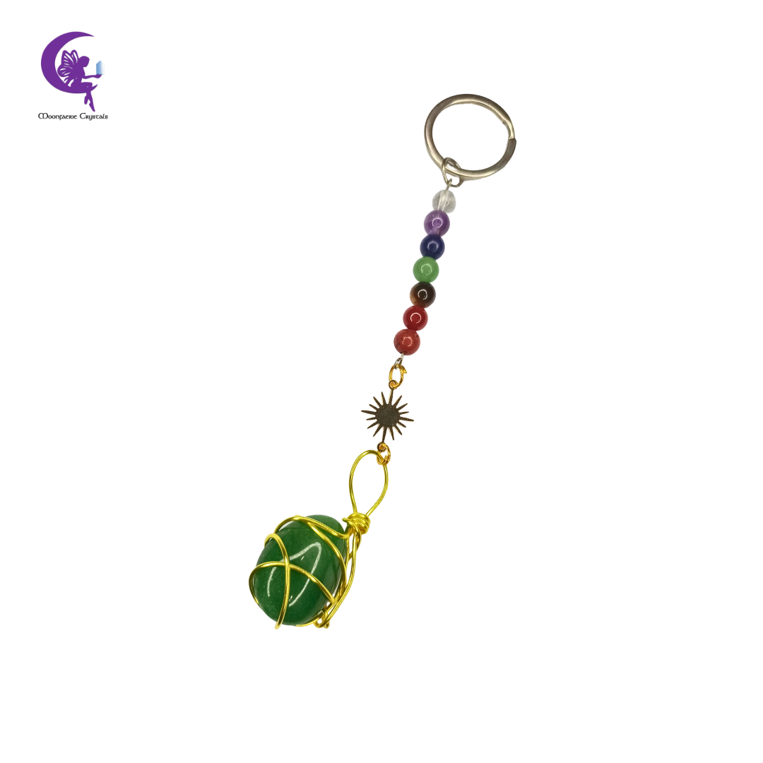 Celestial Green Aventurine 7 Chakra Keyring