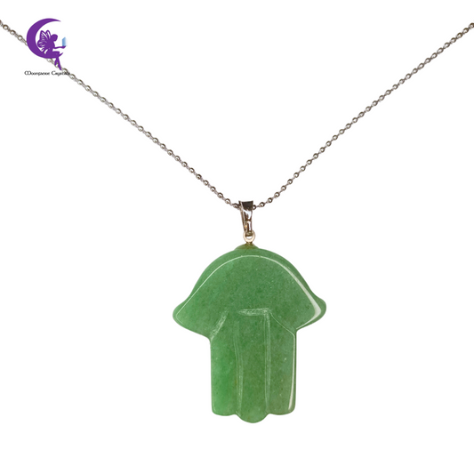 Green Aventurine Hamsa Gemstone Necklace- Pre- order