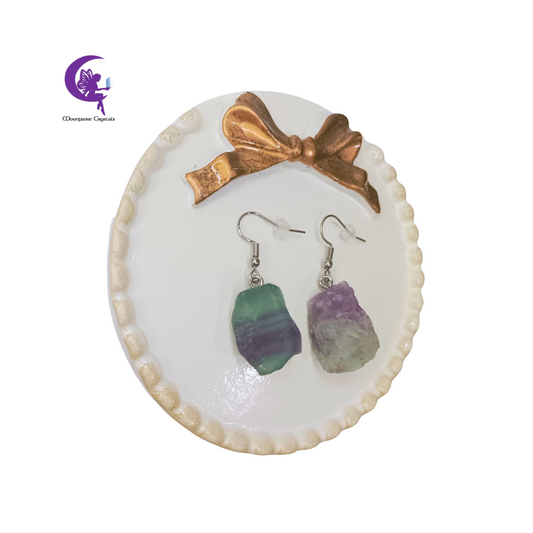 Raw Fluorite Dangle Earrings
