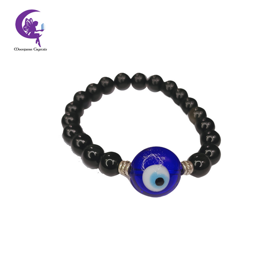 Black Obsidian Lampwork Evil Eye Protection Bracelet