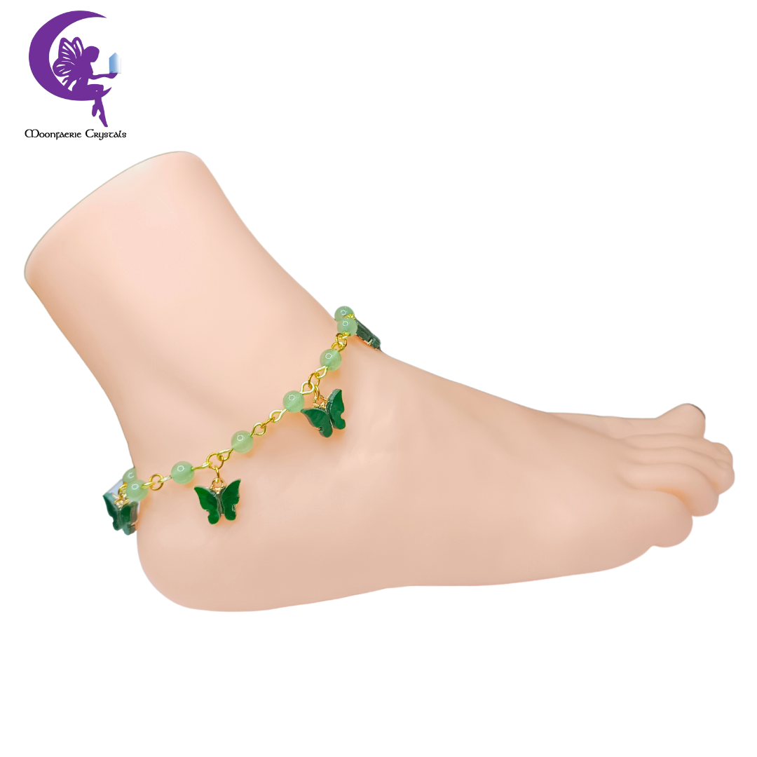 Enchanted Green Butterfly Green Aventurine Magical Anklet