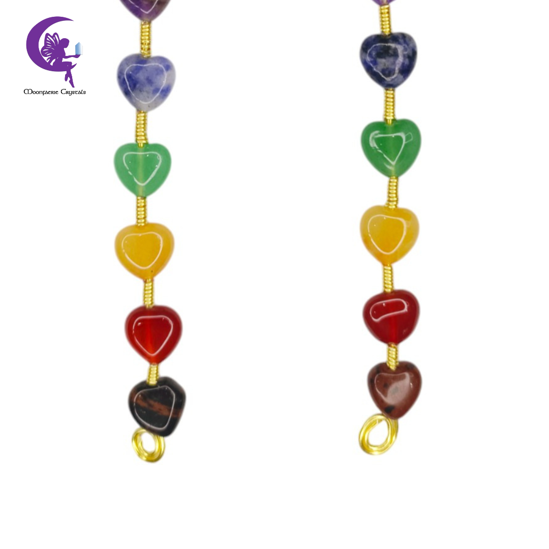 7 Chakra Rainbow Hearts Dangling Earrings