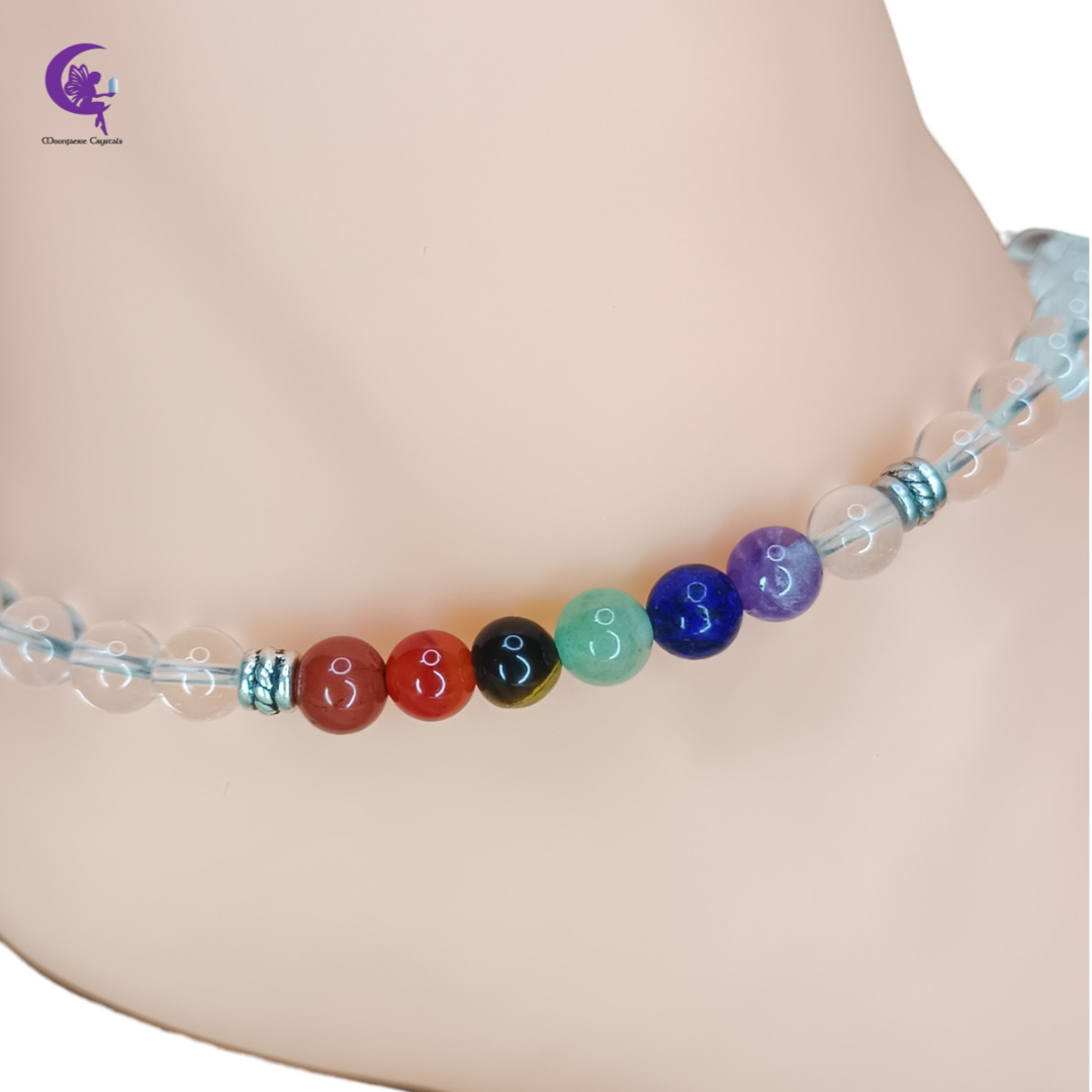 Clear Quartz + 7 Chakra Multi-Healing Anklet