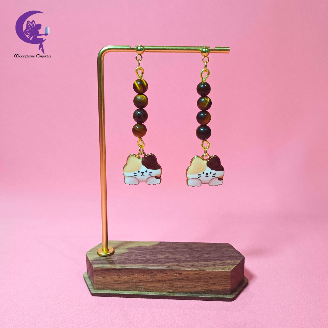 Meowgical Gemstone Dangling Earrings