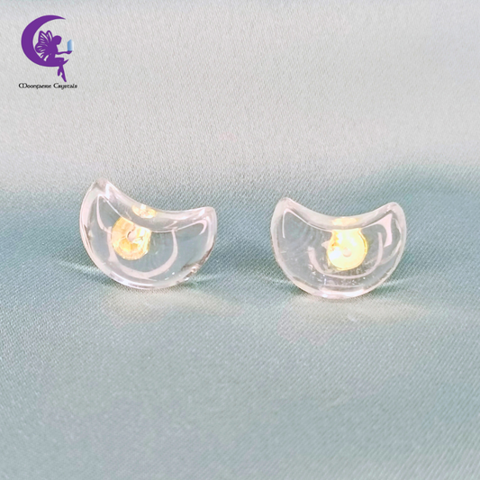 Clear Quartz Crescent Moon Earrings 🌙✨