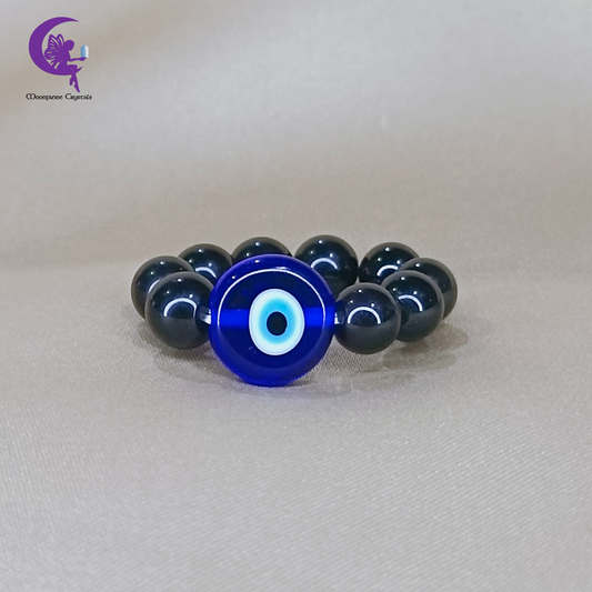 Evil Eye Black Obsidian Beaded Ring – Shield of Strength & Protection
