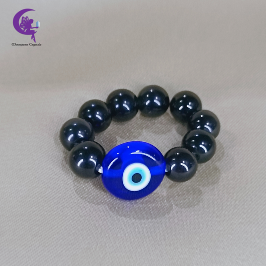 Evil Eye Black Obsidian Beaded Ring – Shield of Strength & Protection