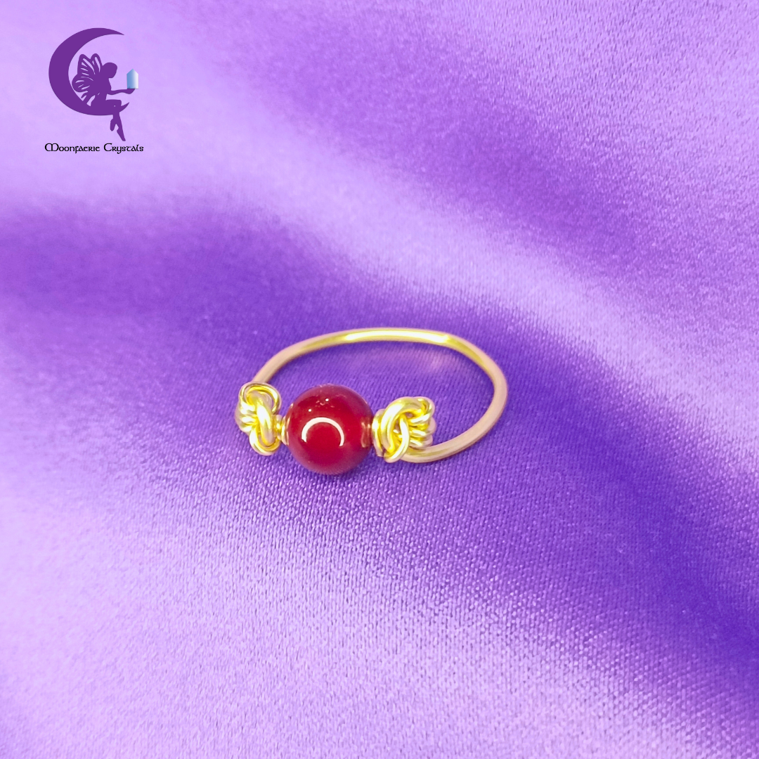 Carnelian Golden Weave Ring