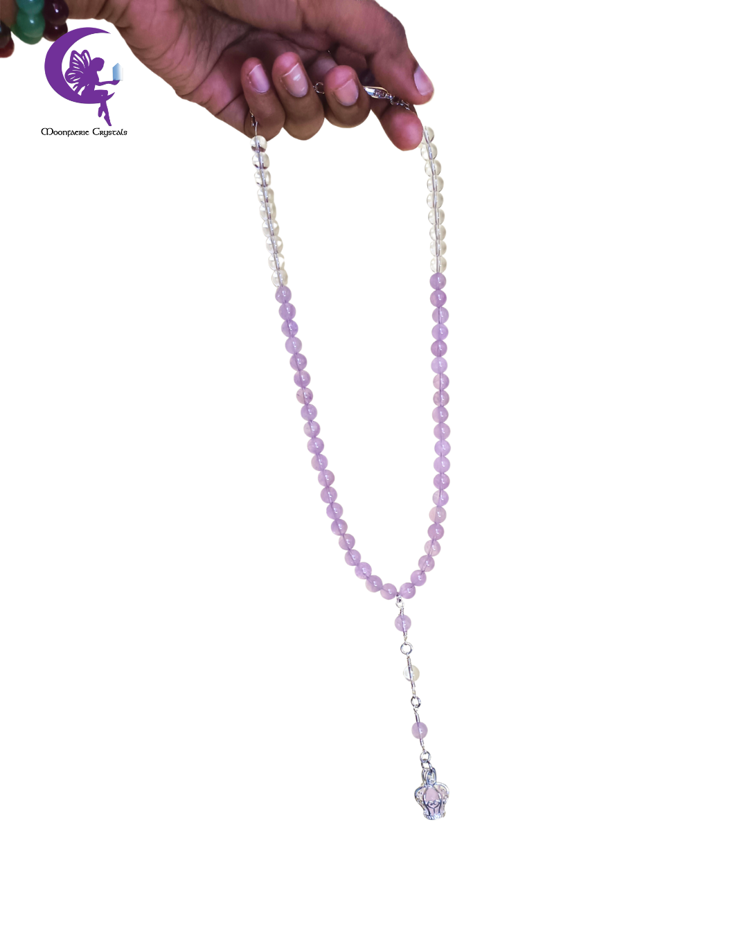 Your Majesty: Necklace of Pride & Humility - Amethyst, Clear Quartz, Rose Quartz