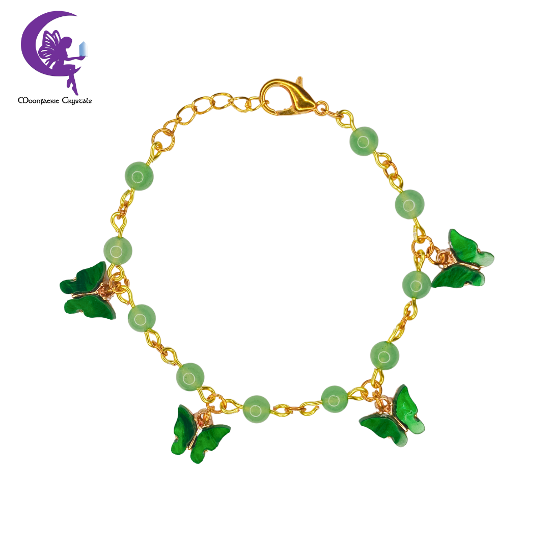 Enchanted Green Butterfly Green Aventurine Magical Anklet