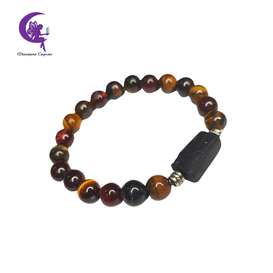 Tiger's Eye & Raw Black Tourmaline Bracelet