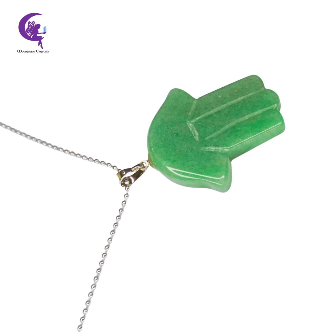 Green Aventurine Hamsa Gemstone Necklace- Pre- order