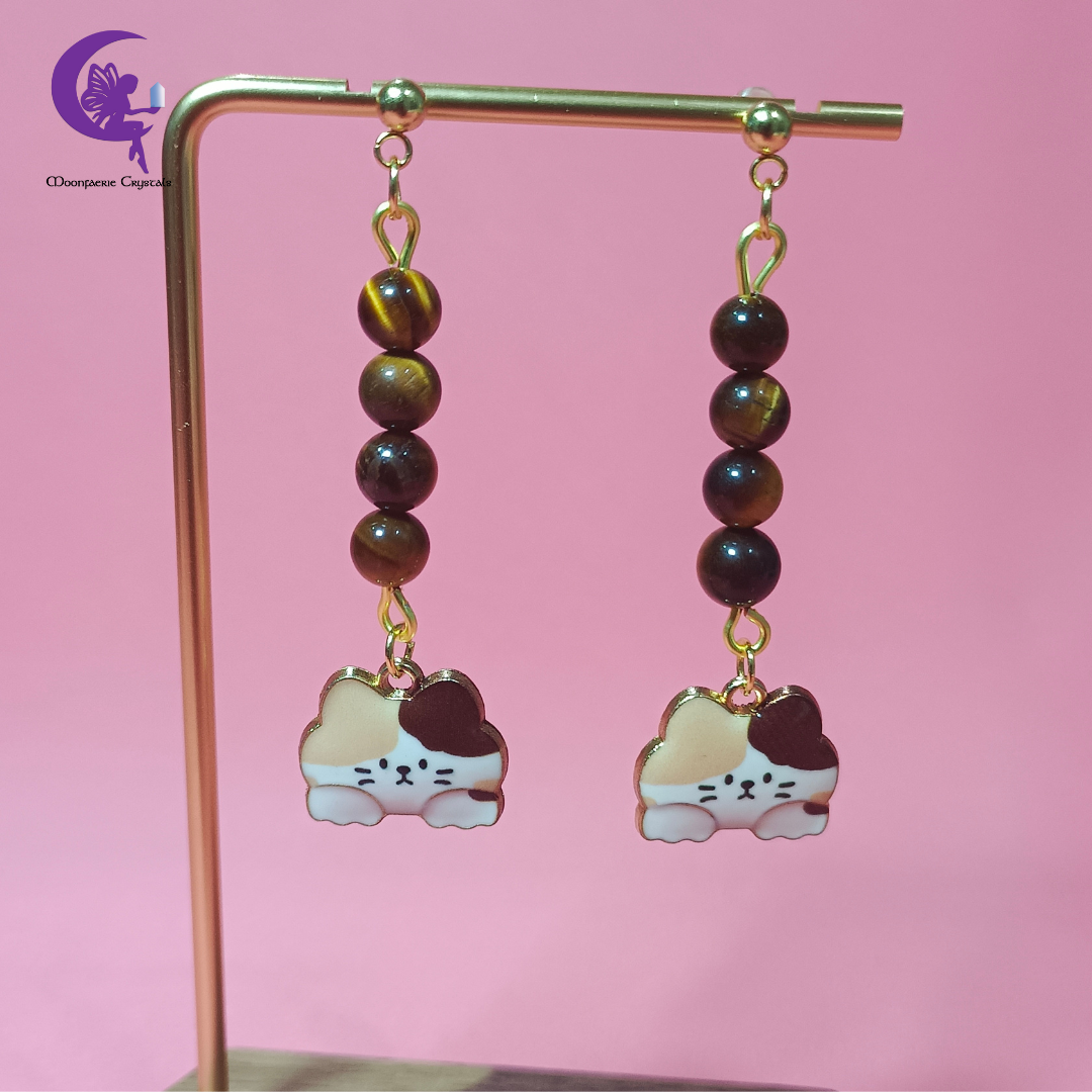 Meowgical Gemstone Dangling Earrings