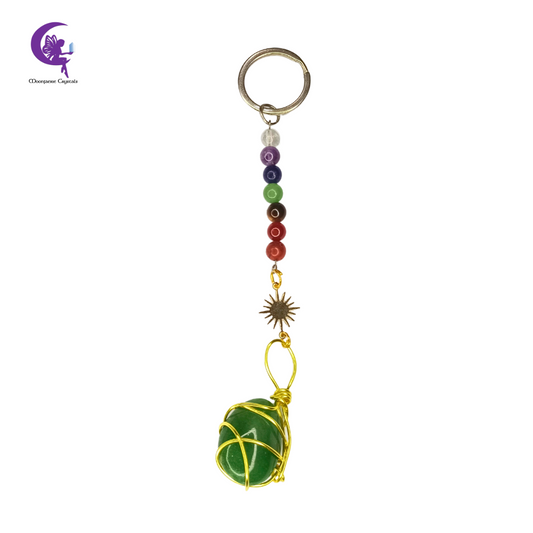 Celestial Green Aventurine 7 Chakra Keyring