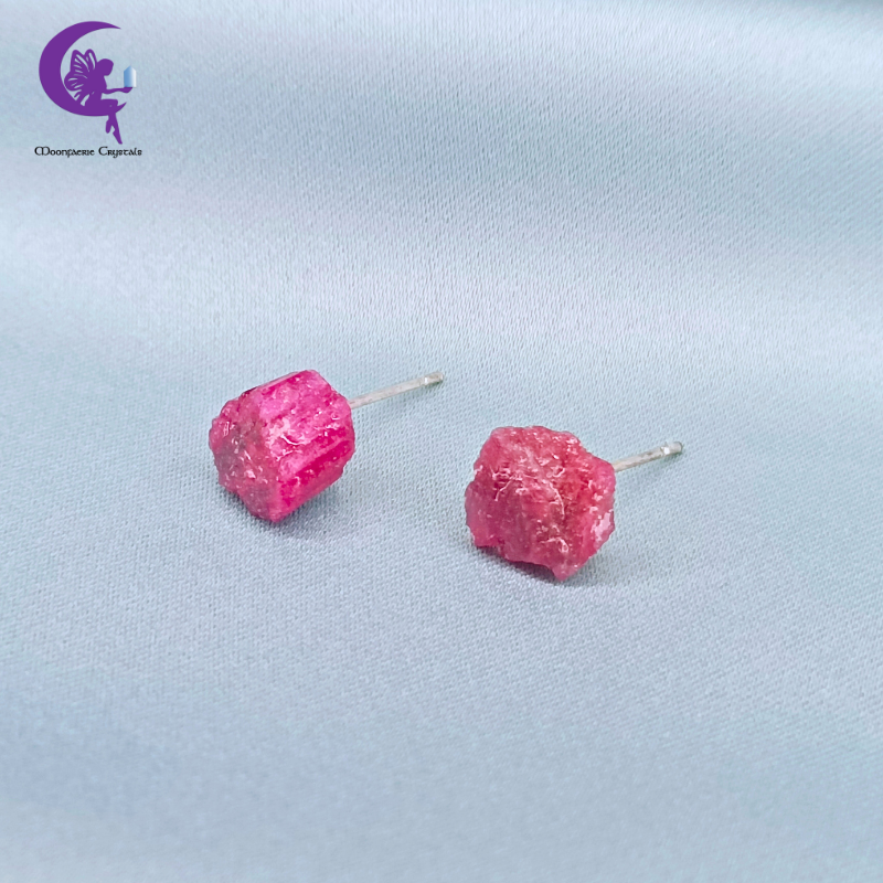 Raw Pink Tourmaline Stud Earrings 💖✨