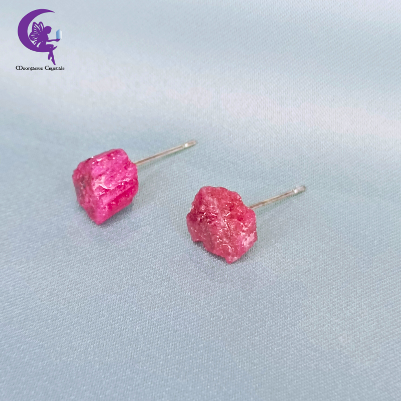 Raw Pink Tourmaline Stud Earrings 💖✨