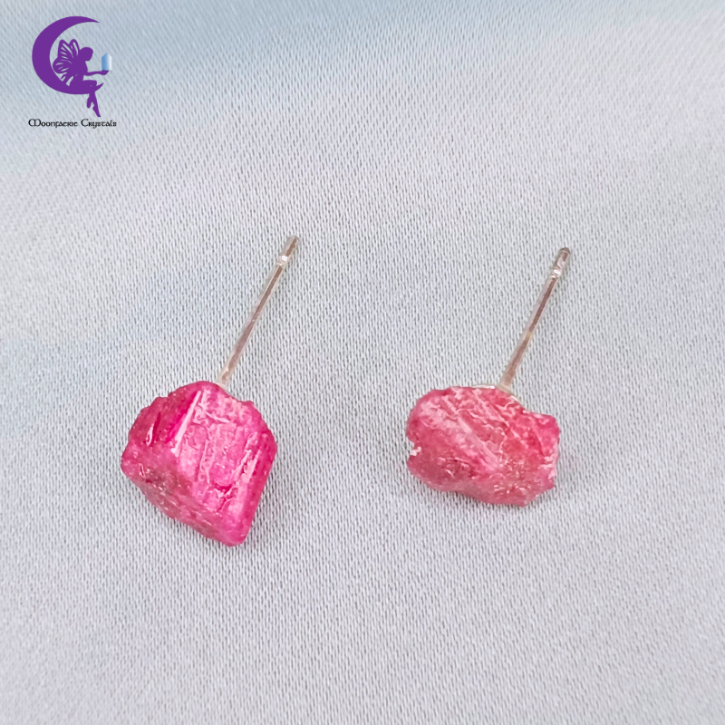 Raw Pink Tourmaline Stud Earrings 💖✨