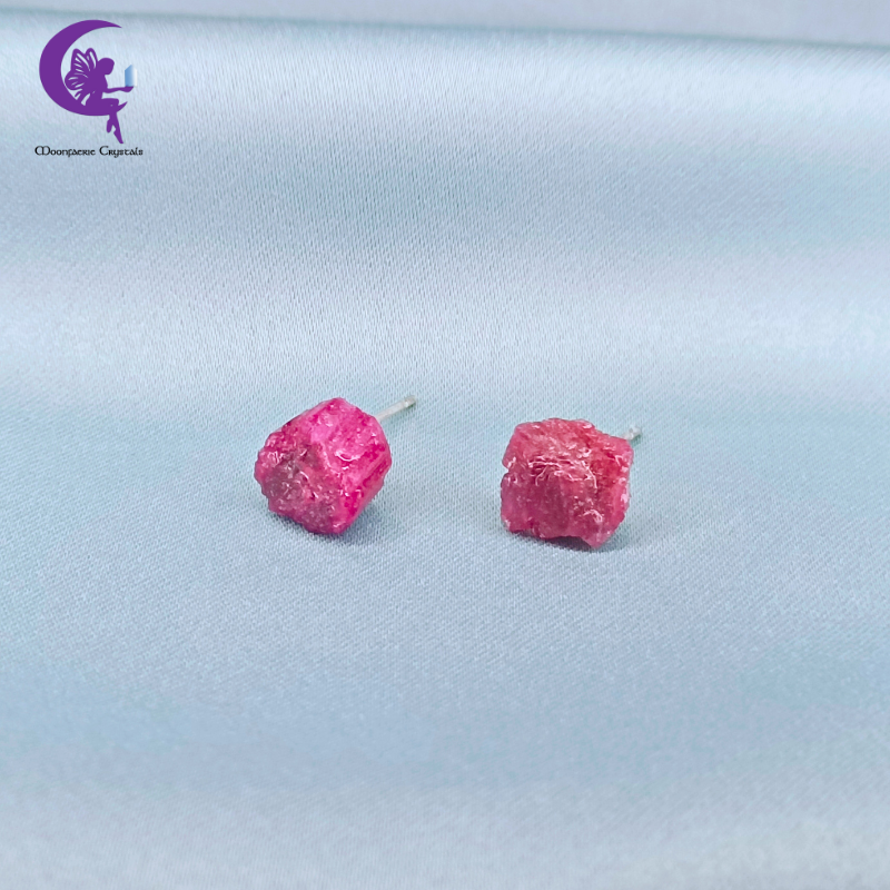 Raw Pink Tourmaline Stud Earrings 💖✨