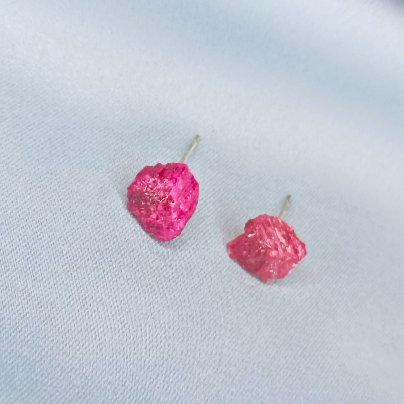 Raw Pink Tourmaline Stud Earrings 💖✨