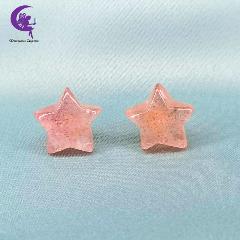 Strawberry Quartz Star Stud Earrings