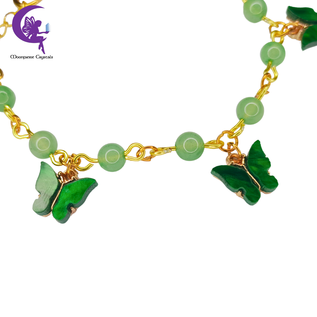 Enchanted Green Butterfly Green Aventurine Magical Anklet