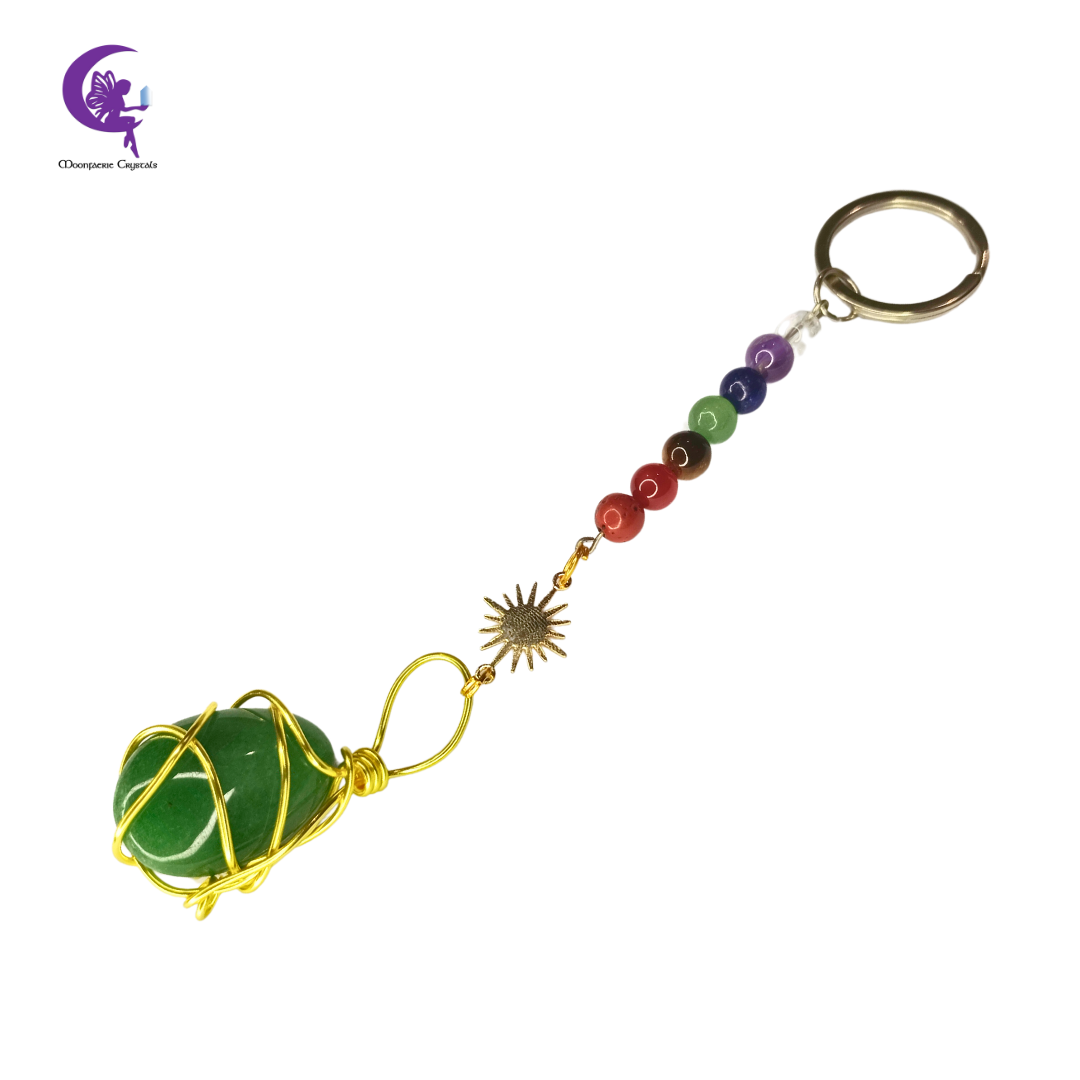 Celestial Green Aventurine 7 Chakra Keyring