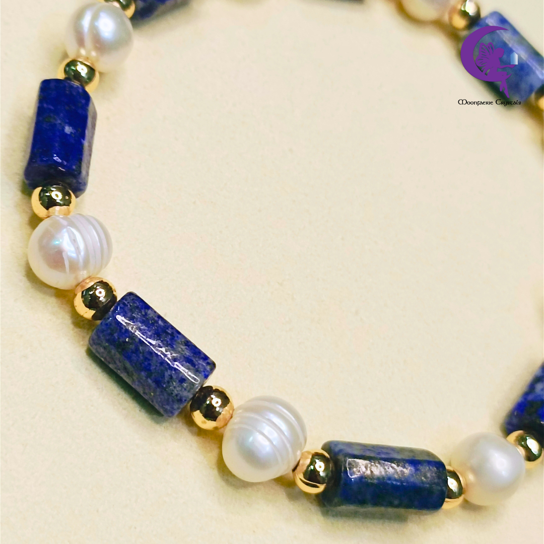 Lapis Lazuli Regal Elegance Bracelet - Gemstone Meets Pearl