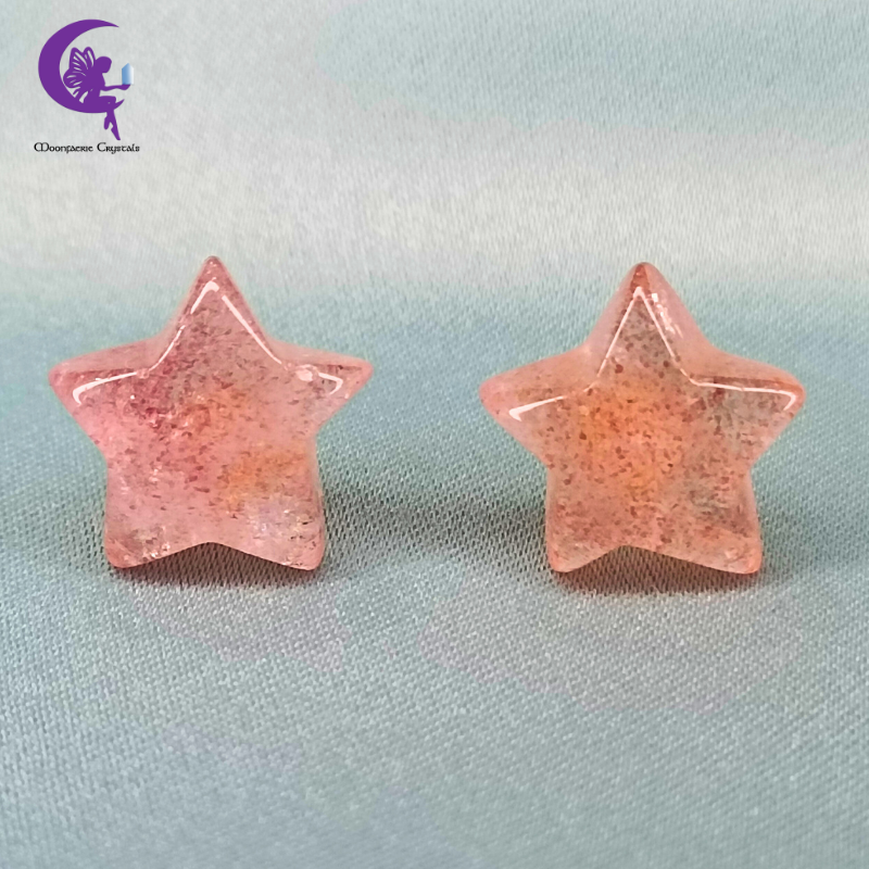 Strawberry Quartz Star Stud Earrings