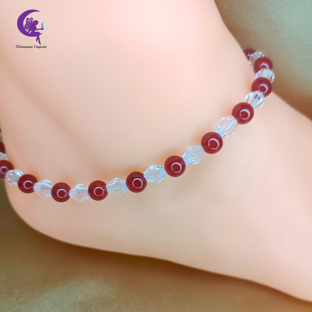 Fairy Sparkle Elegant Gemstone Anklets - Carnelian