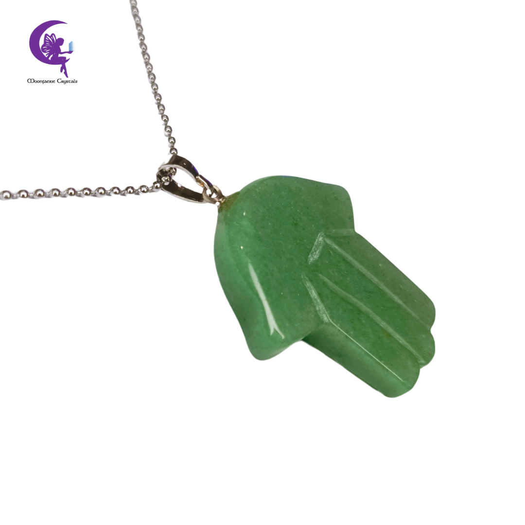 Green Aventurine Hamsa Gemstone Necklace- Pre- order