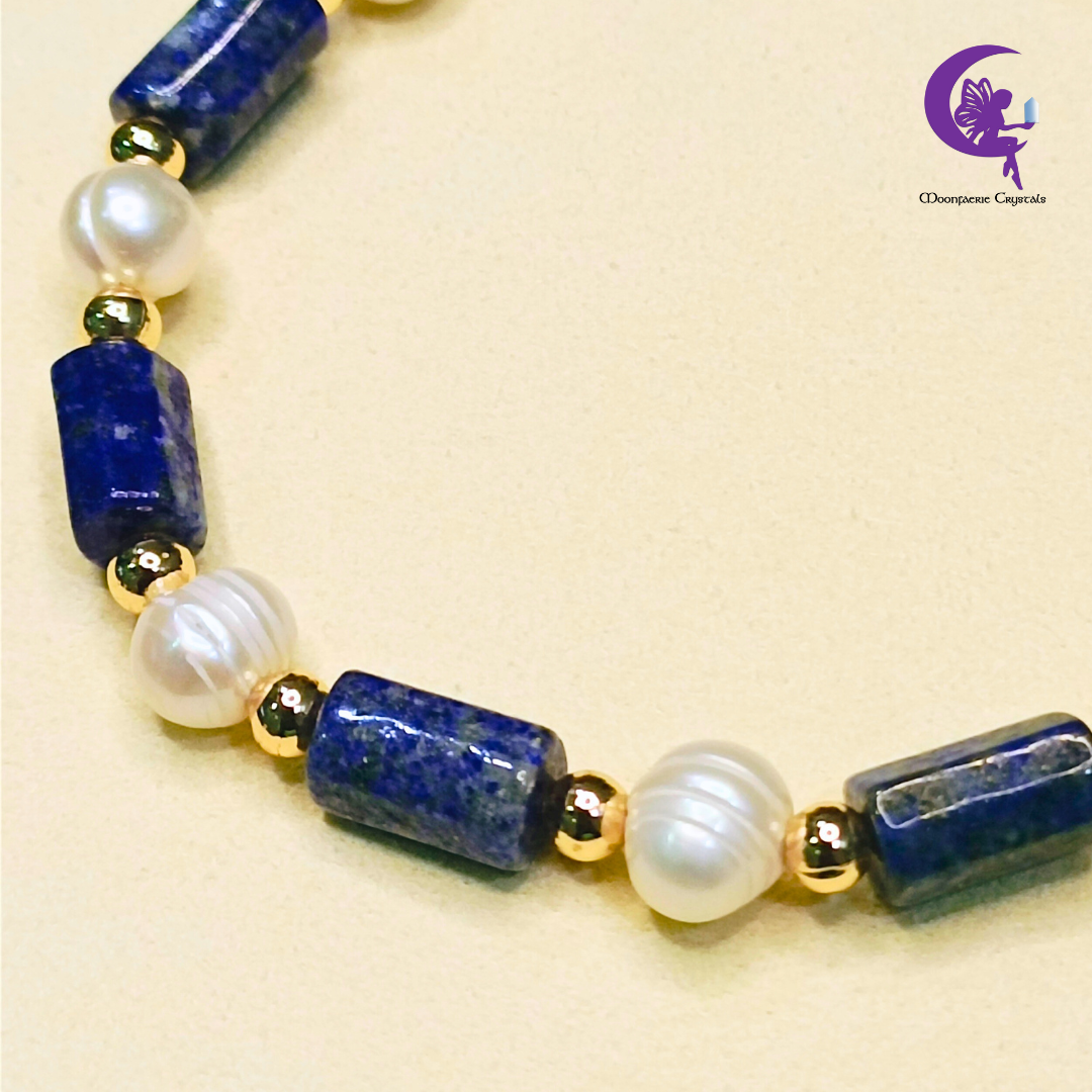 Lapis Lazuli Regal Elegance Bracelet - Gemstone Meets Pearl